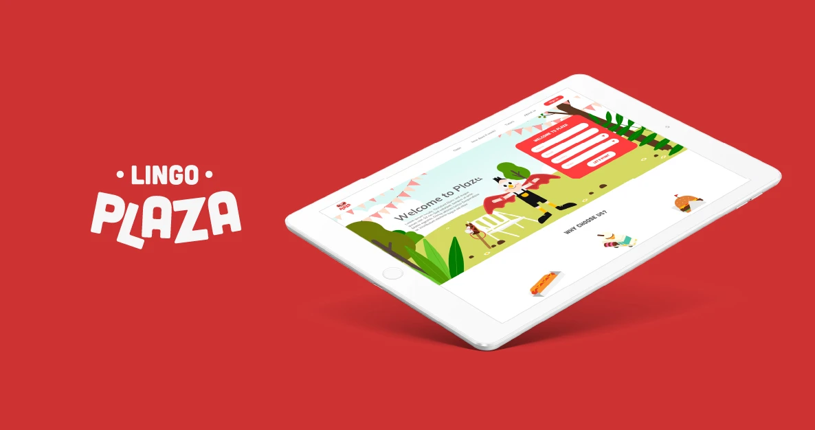homepage of lingo plaza viewed in a tablet