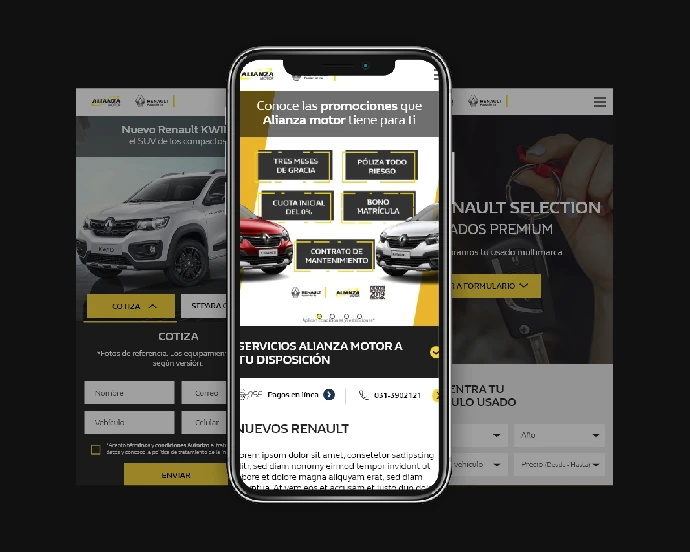 motor alliance website visualized on a smartphone