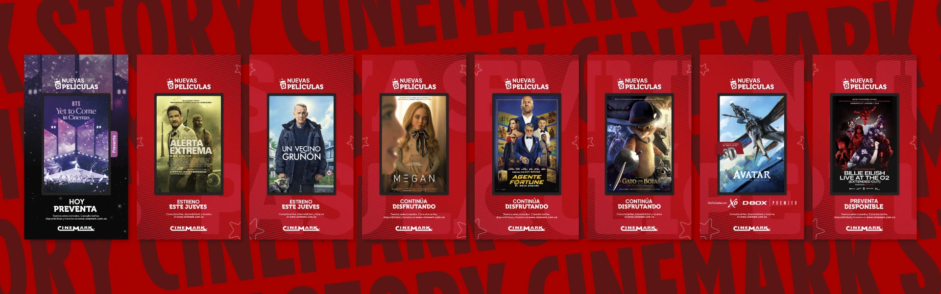 facebook publications alluding to the movies screened by cinemark