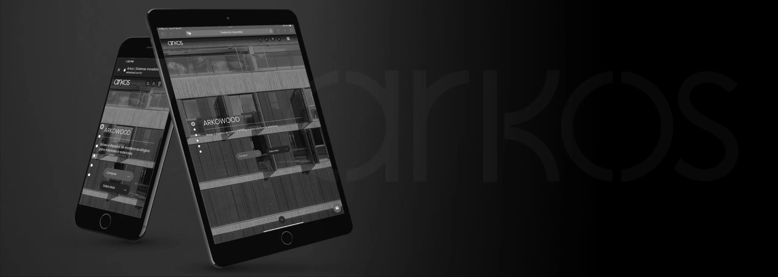 pagina principal de arkos vista desde una tablet y una laptop