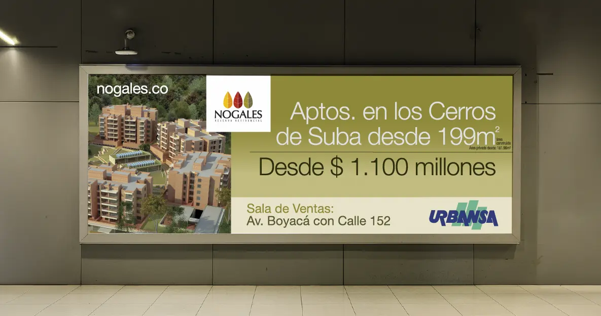 anuncio de urbansa en donde promocionan apartamentos en nogales