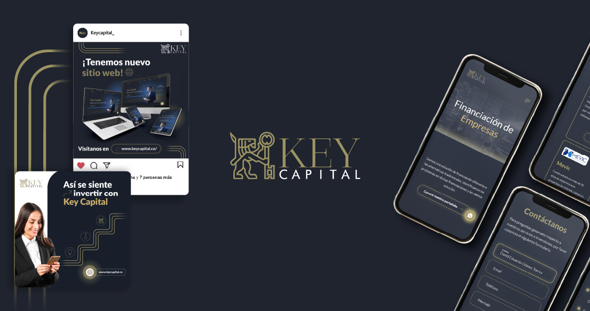 sitio web de key capital visto desde una tablet y desde un celular