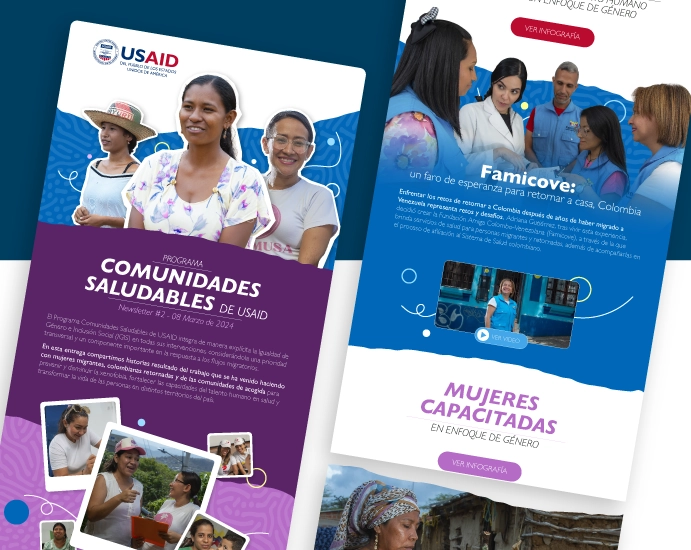 paginas del sitio web usaid vistas desde una tablet